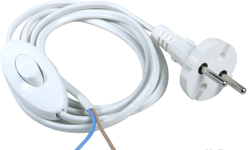 Шнур с выкл. (бра) ШВВП 2х0,5 мм2 белый /Электро* 113609